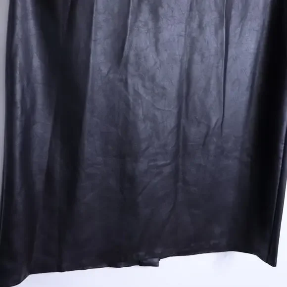 TUCKERNUCK NWT Leather Violetta Shirt Dress Black Short Sleeves Women's M - Picture 7 of 13